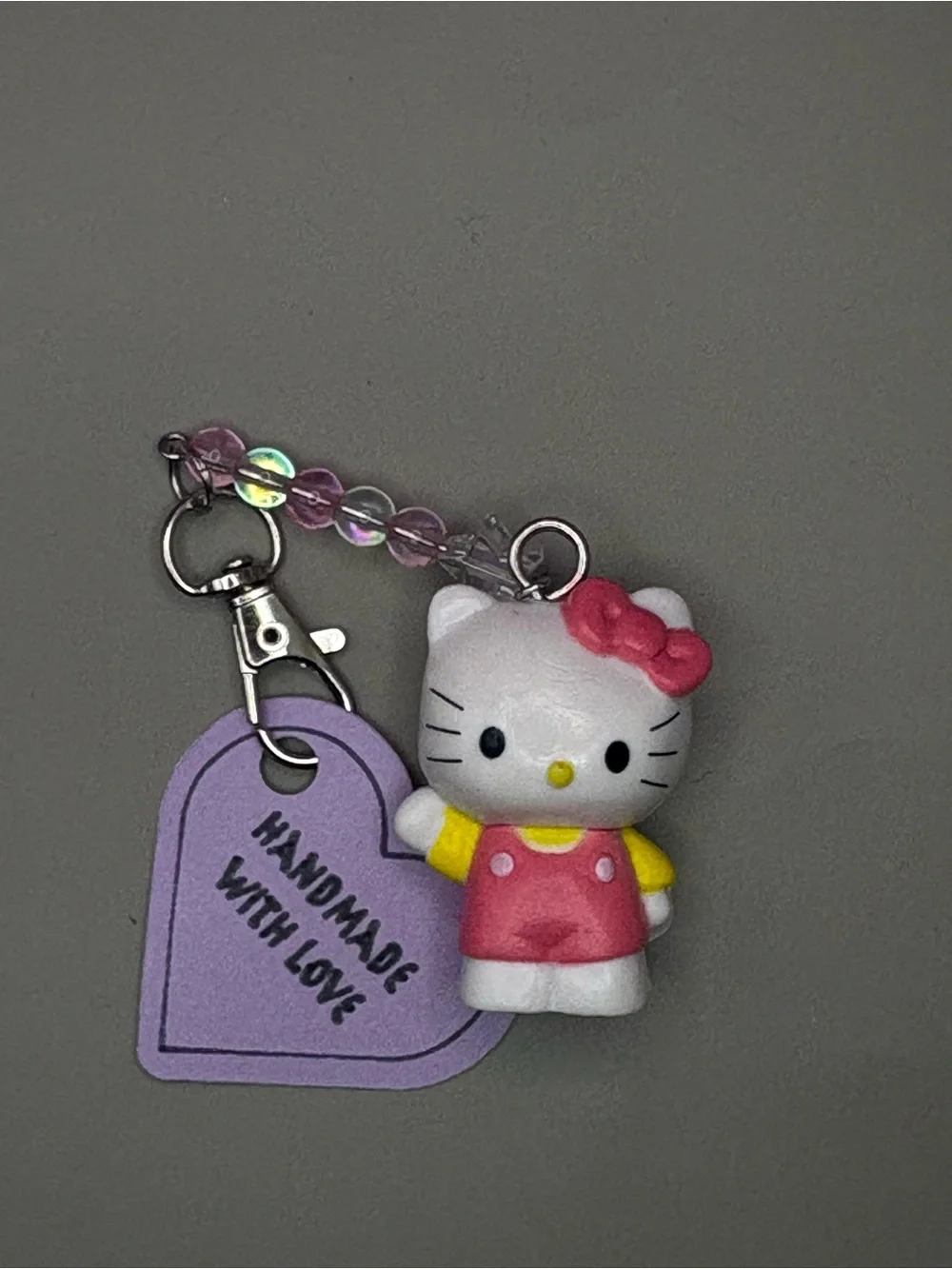 Hello Kitty Pink & White Charm Keychain